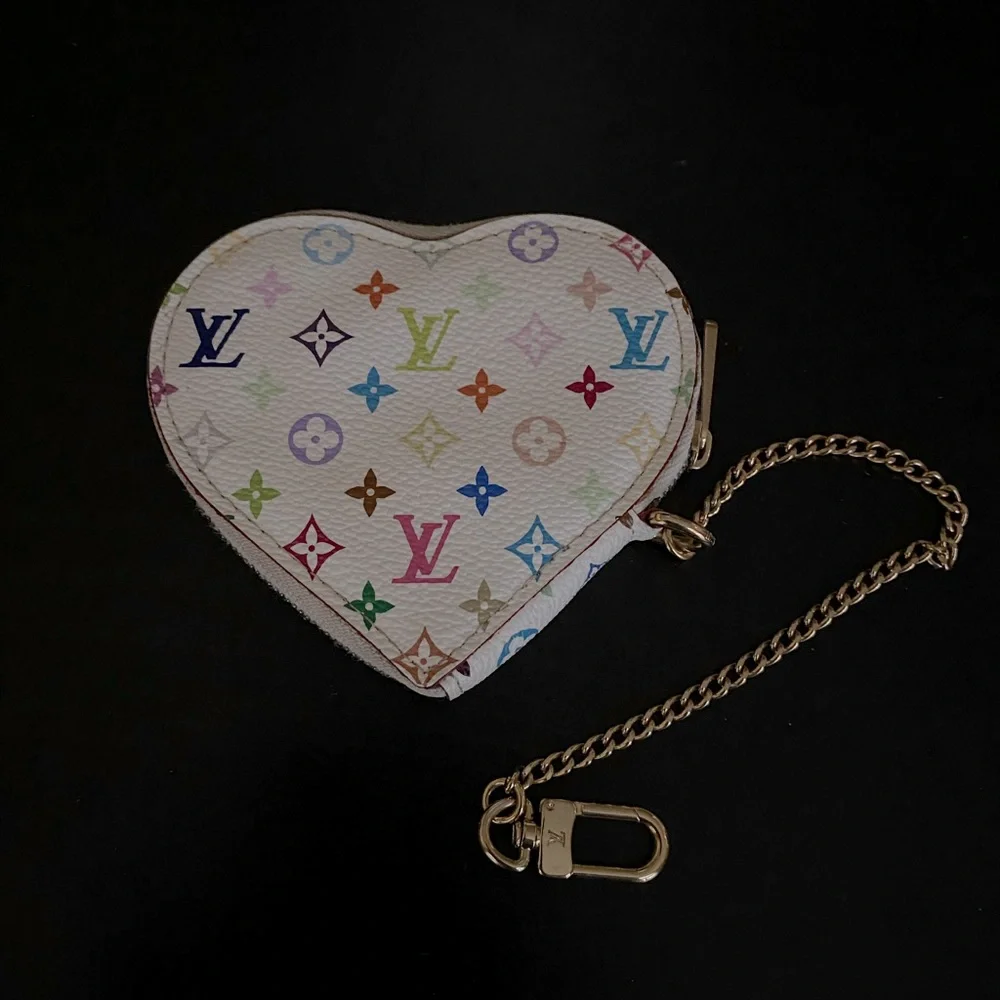 Louis Vuitton x Takashi Murakami white multicolor heart coin purse - Picture 4 of 17